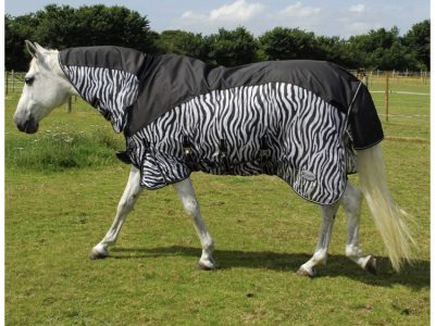 Rhinegold Masai Combined Horse or Pony Fly rug with added Turnout Protection Zebra Design All Sizes