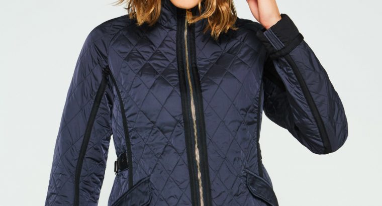 Women’s Refined Quilted Trench Jacket: Navy