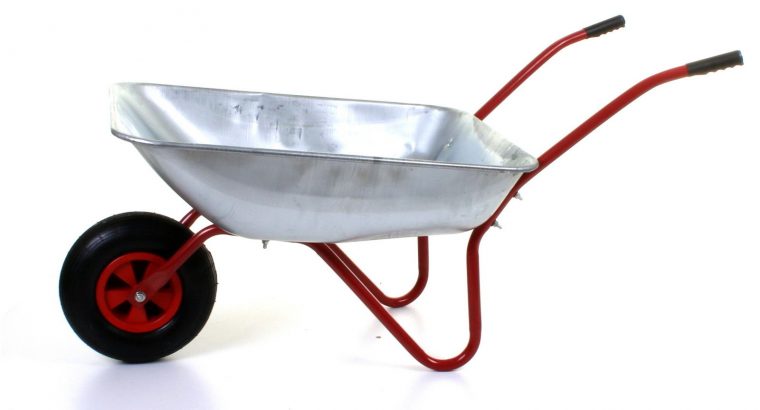 65L Metal Heavy Duty Galvanised Wheelbarrow 12″ Pneumatic Inflatable Tyre Garden FREE DELIVERY