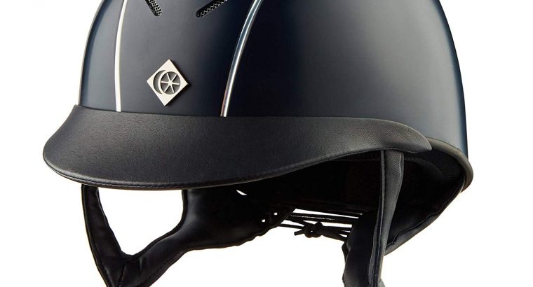 Charles Owen Ayrbrush Riding Helmet – Navy/Silver Pinstripe